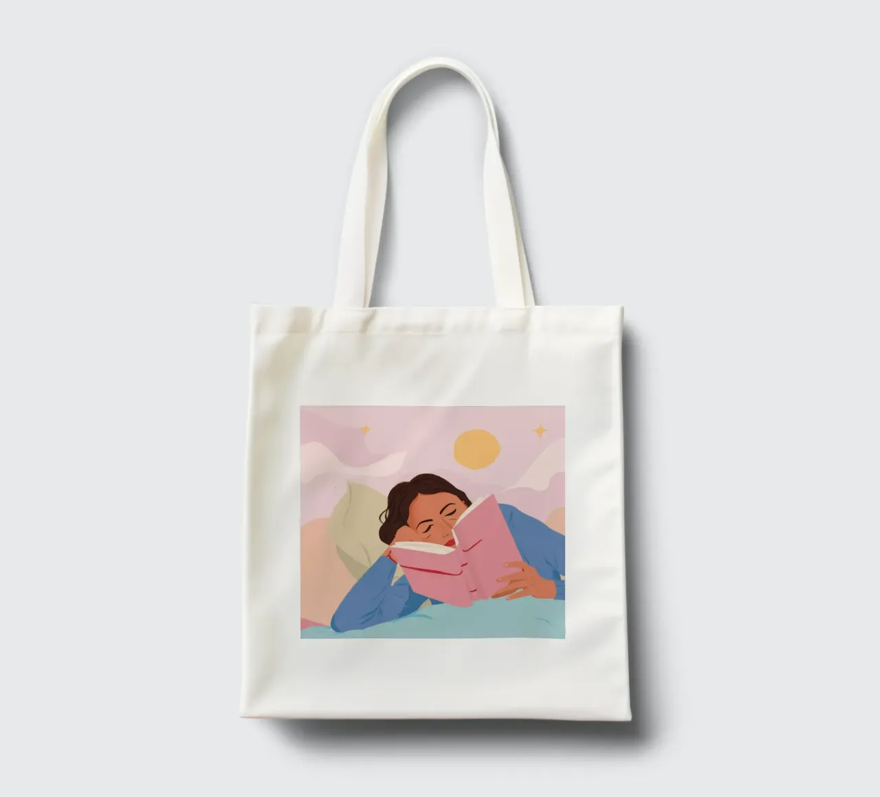 Verträumtes Lesen Jutebeutel von Petal Canvas