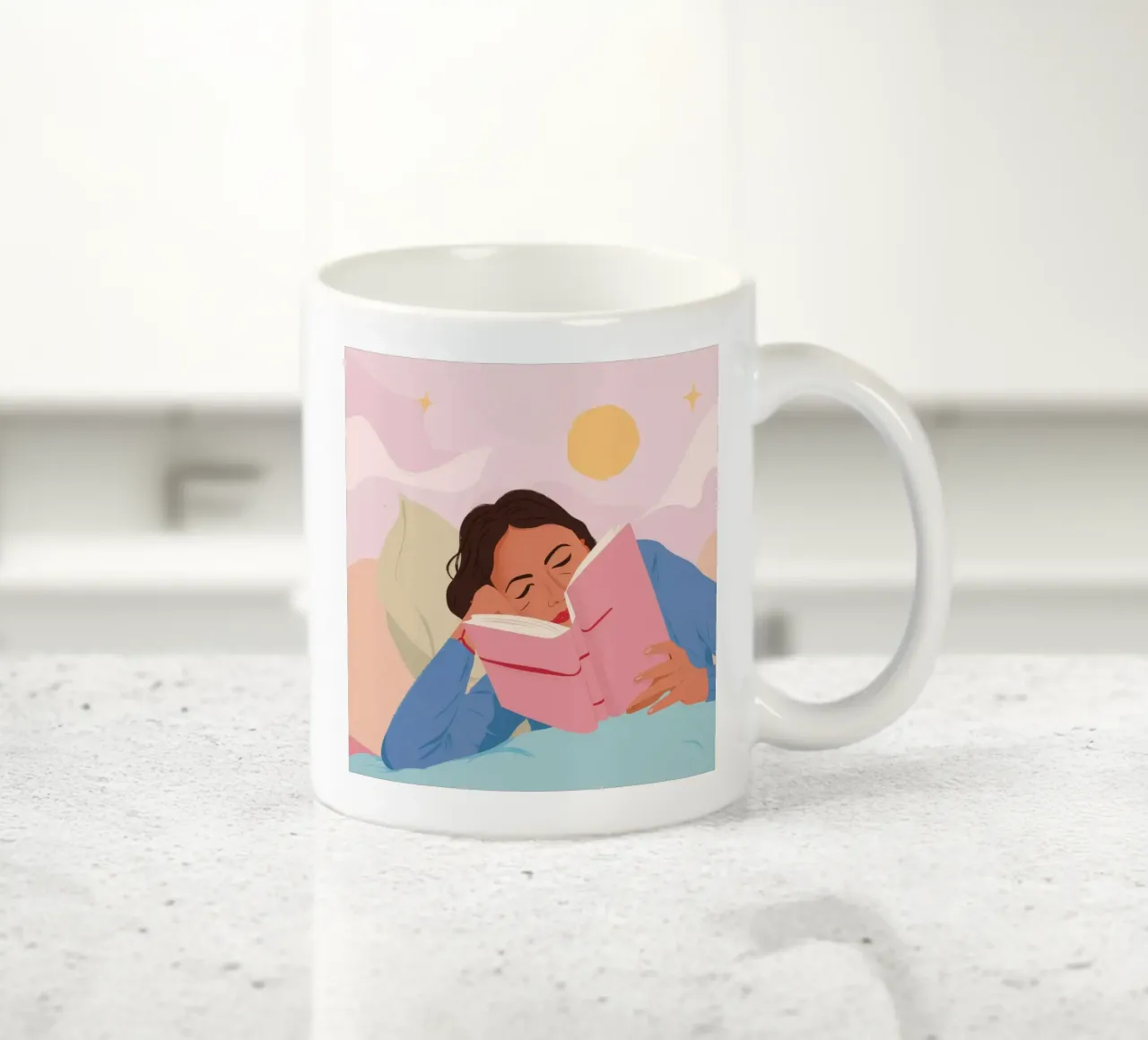 Lecture rêveuse mug en céramique de Petal Canvas