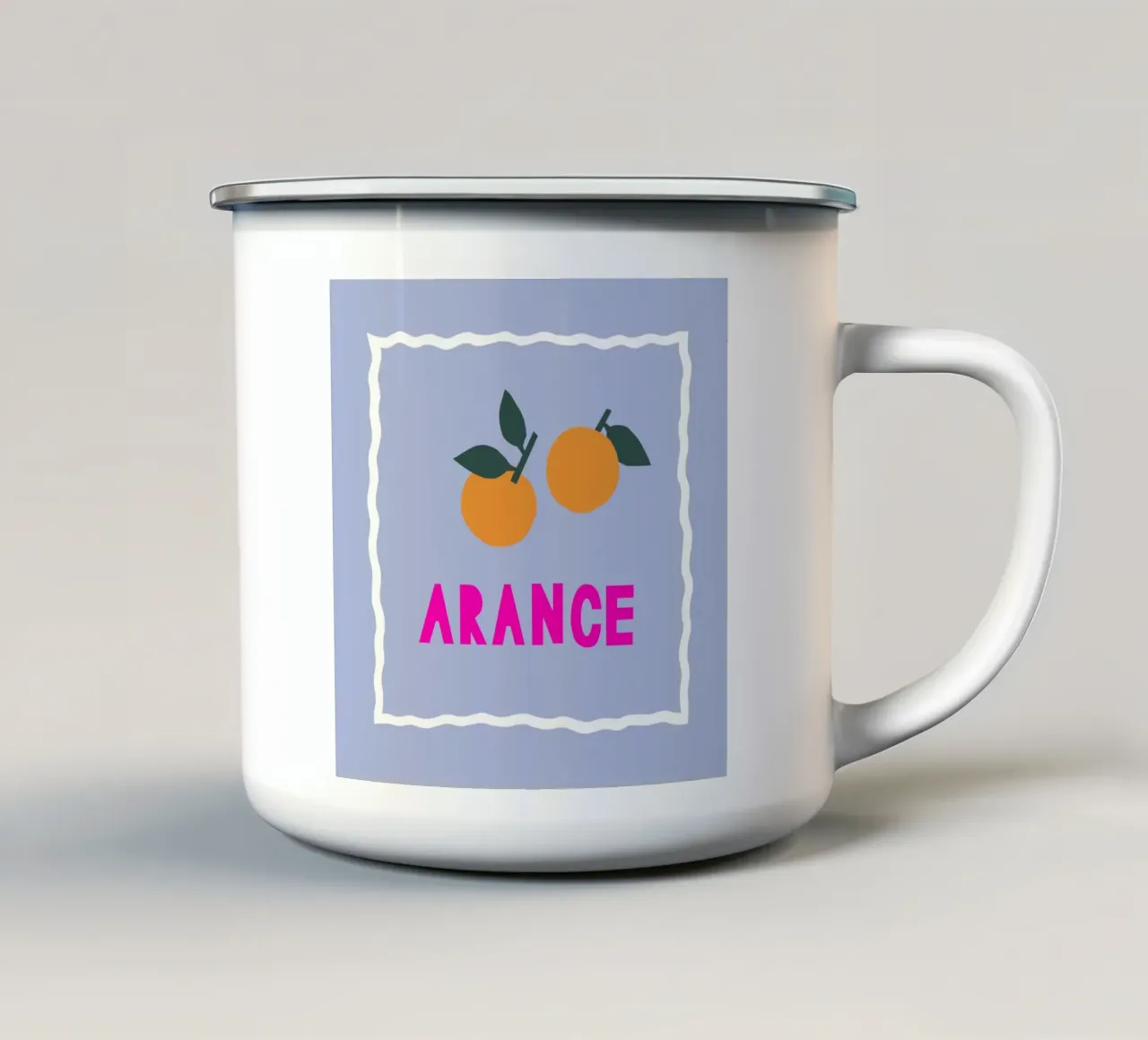 Papercut Sommerdesign Arance Orangen tazza in smalto da Iris Knabenschuh Design