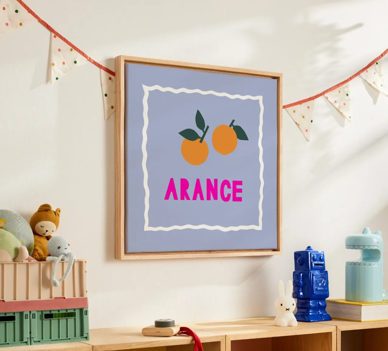 Papercut Sommerdesign Arance Orangen canvas with Floater frame by Iris Knabenschuh Design