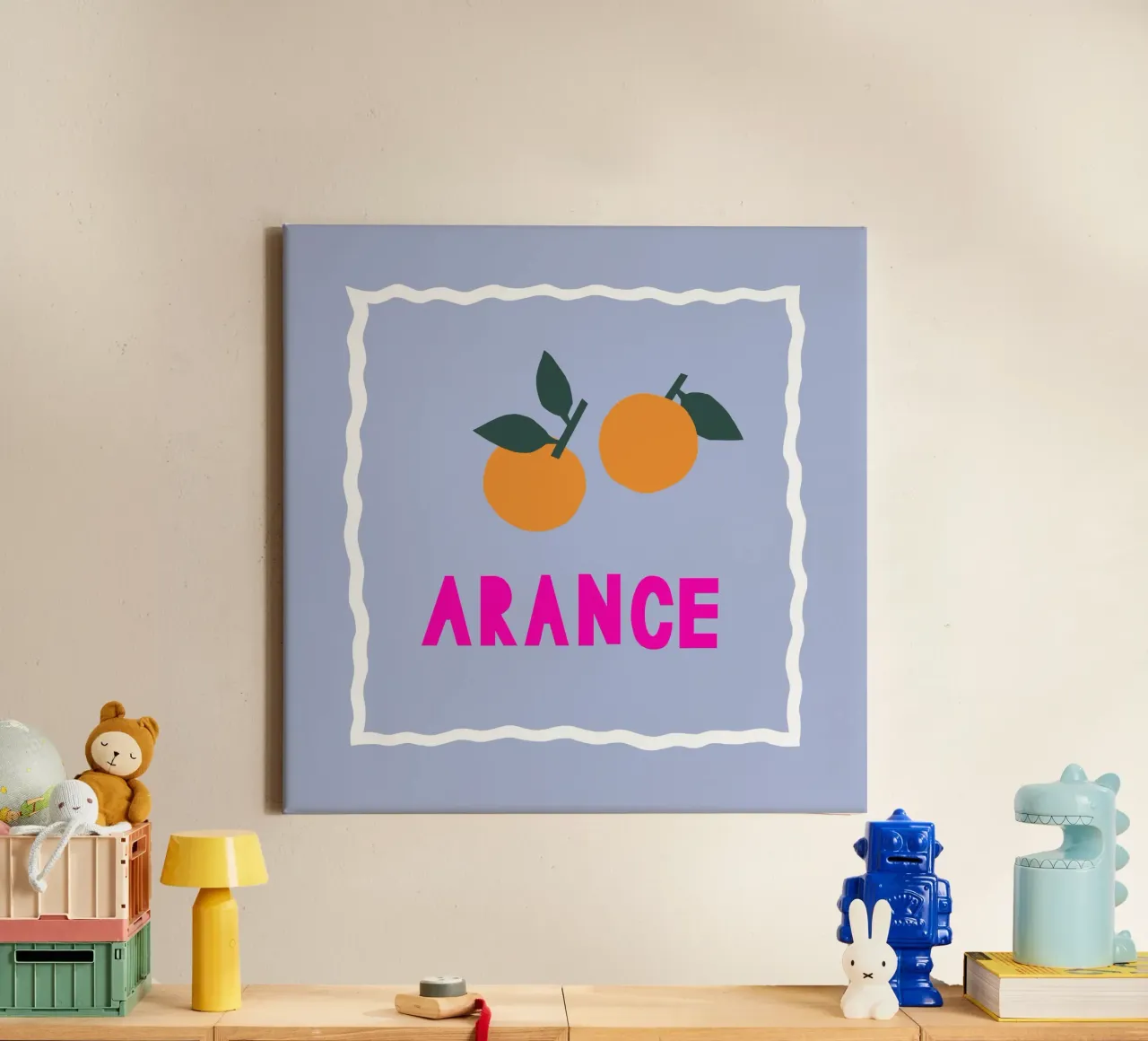 Papercut Sommerdesign Arance Orangen canvas with Floater frame by Iris Knabenschuh Design