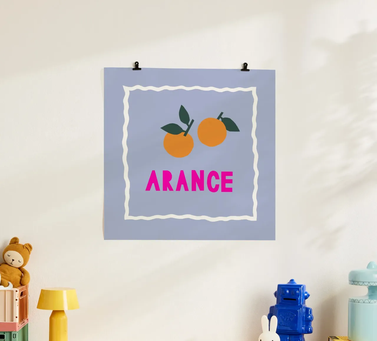 Papercut Sommerdesign Arance Orangen poster with plastic frame by Iris Knabenschuh Design