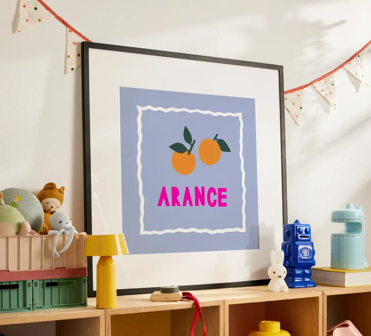 Papercut Sommerdesign Arance Orangen poster with plastic frame by Iris Knabenschuh Design