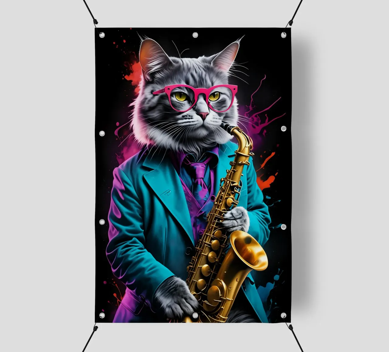 Il gatto suona il sassofono telo in pvc da MakArena