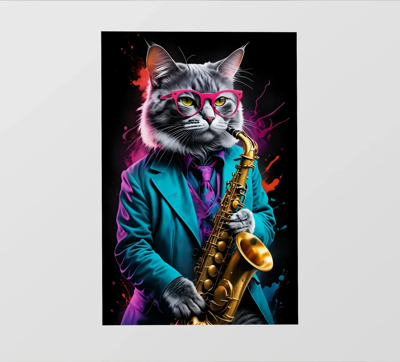 Il gatto suona il sassofono telo in pvc da MakArena