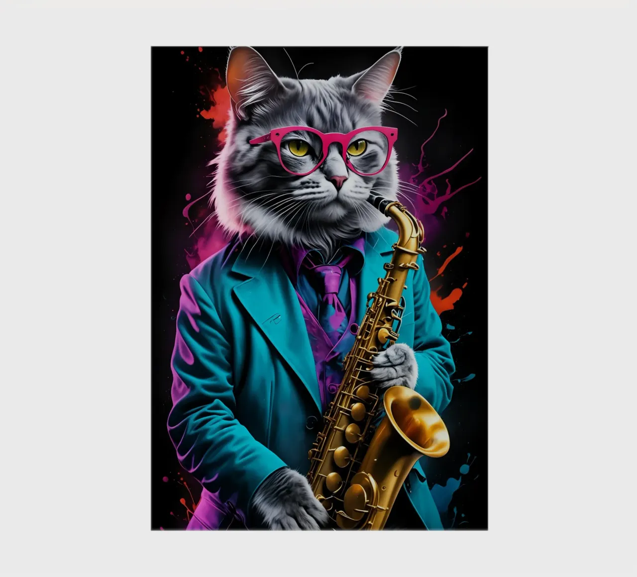 Cat plays the saxophone notebook by MakArena