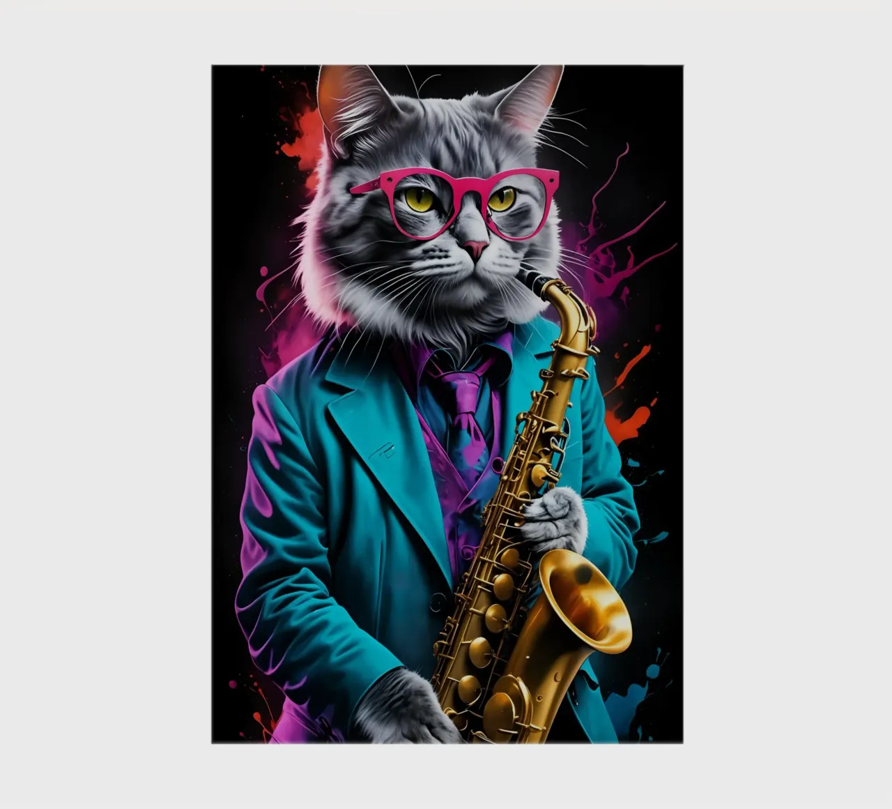 Cat plays the saxophone notebook by MakArena