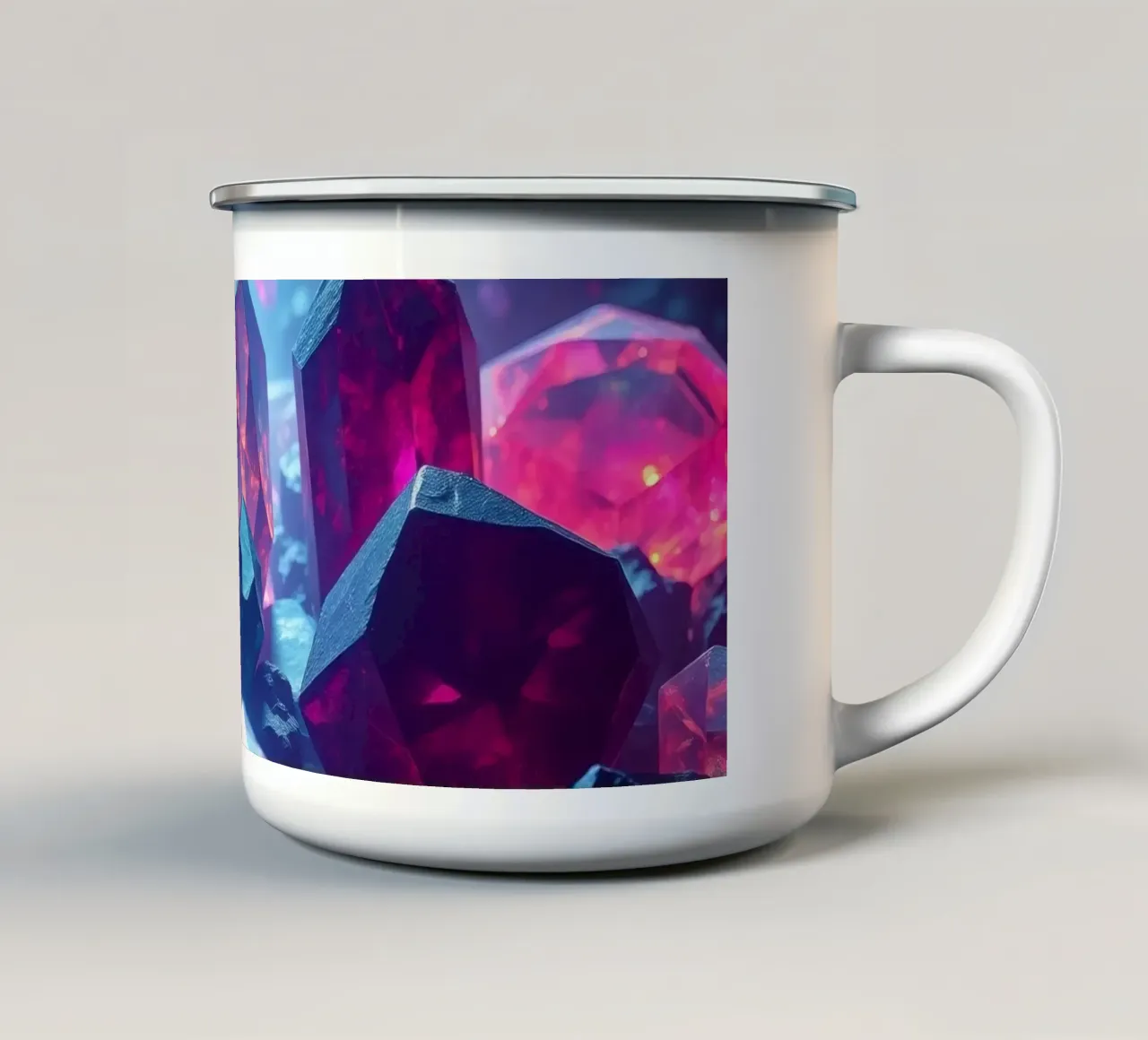 cristalli e pietre preziose illuminati in una grotta mistica tazza in smalto da DesignDoodle