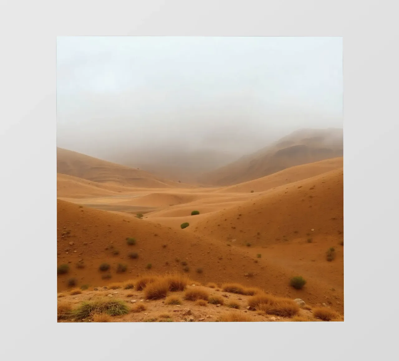 paisaje desértico bajo cielo nublado con suaves dunas onduladas lámina retroiluminada de DesignDoodle