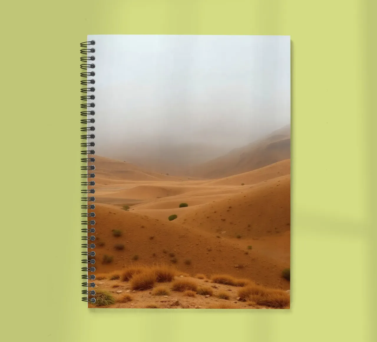 desert landscape under cloudy sky with gentle rolling dunes spiral notebook by DesignDoodle
