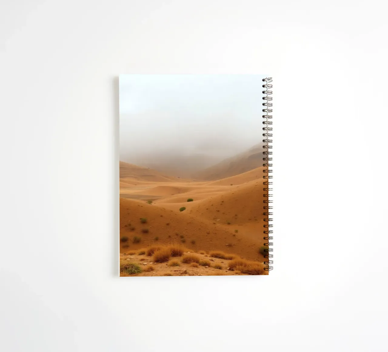 desert landscape under cloudy sky with gentle rolling dunes spiral notebook by DesignDoodle