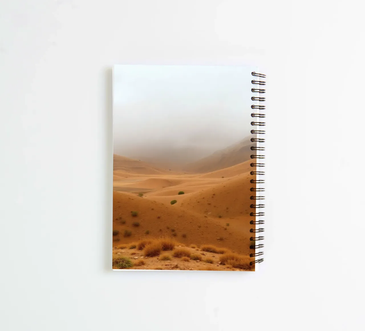 desert landscape under cloudy sky with gentle rolling dunes spiral notebook by DesignDoodle