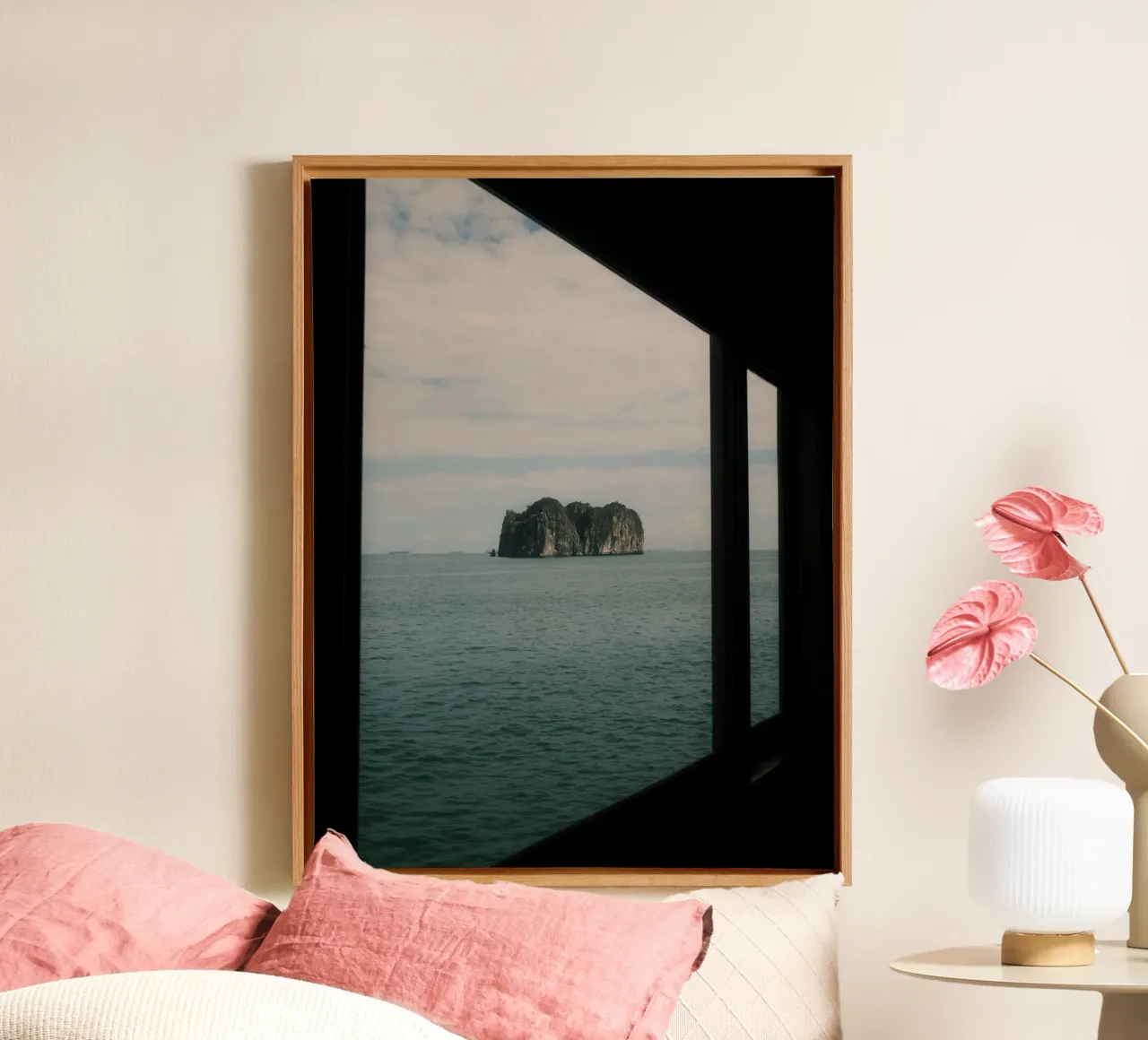 Framed by the Sea at Halong Bay canvas met Baklijst van FujiPrints