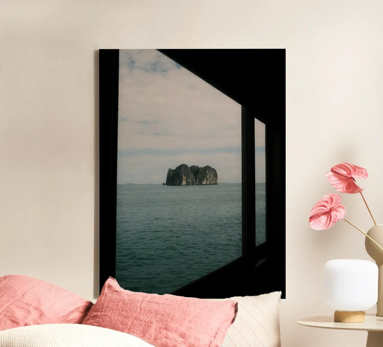 Framed by the Sea at Halong Bay canvas met Baklijst van FujiPrints