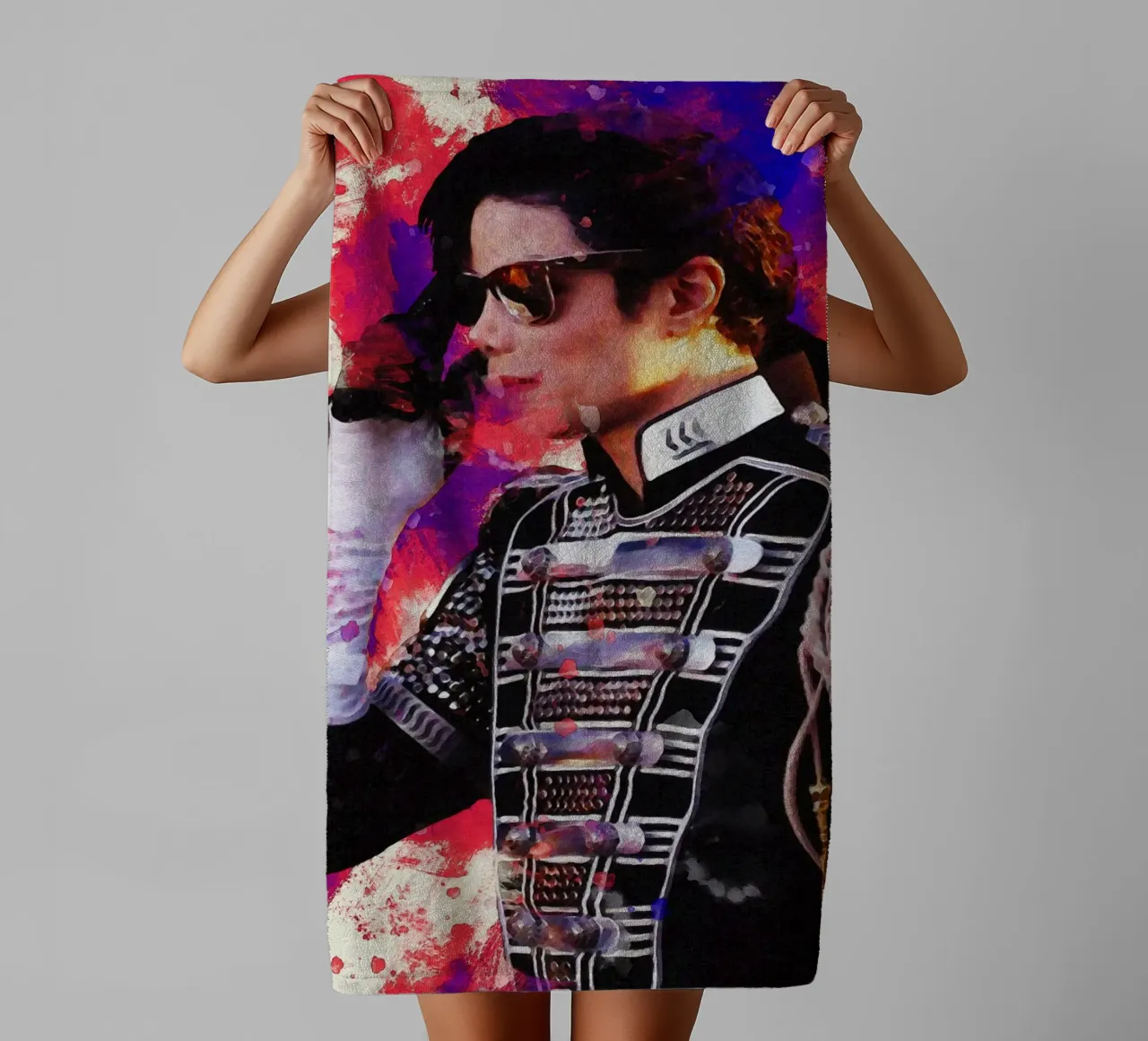 Smudge of Portrait Michael Jackson towel by Gunawan Rb