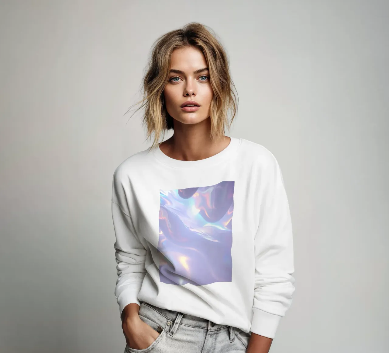 surface reflecting soft colors and patterns sweatshirt by DesignDoodle