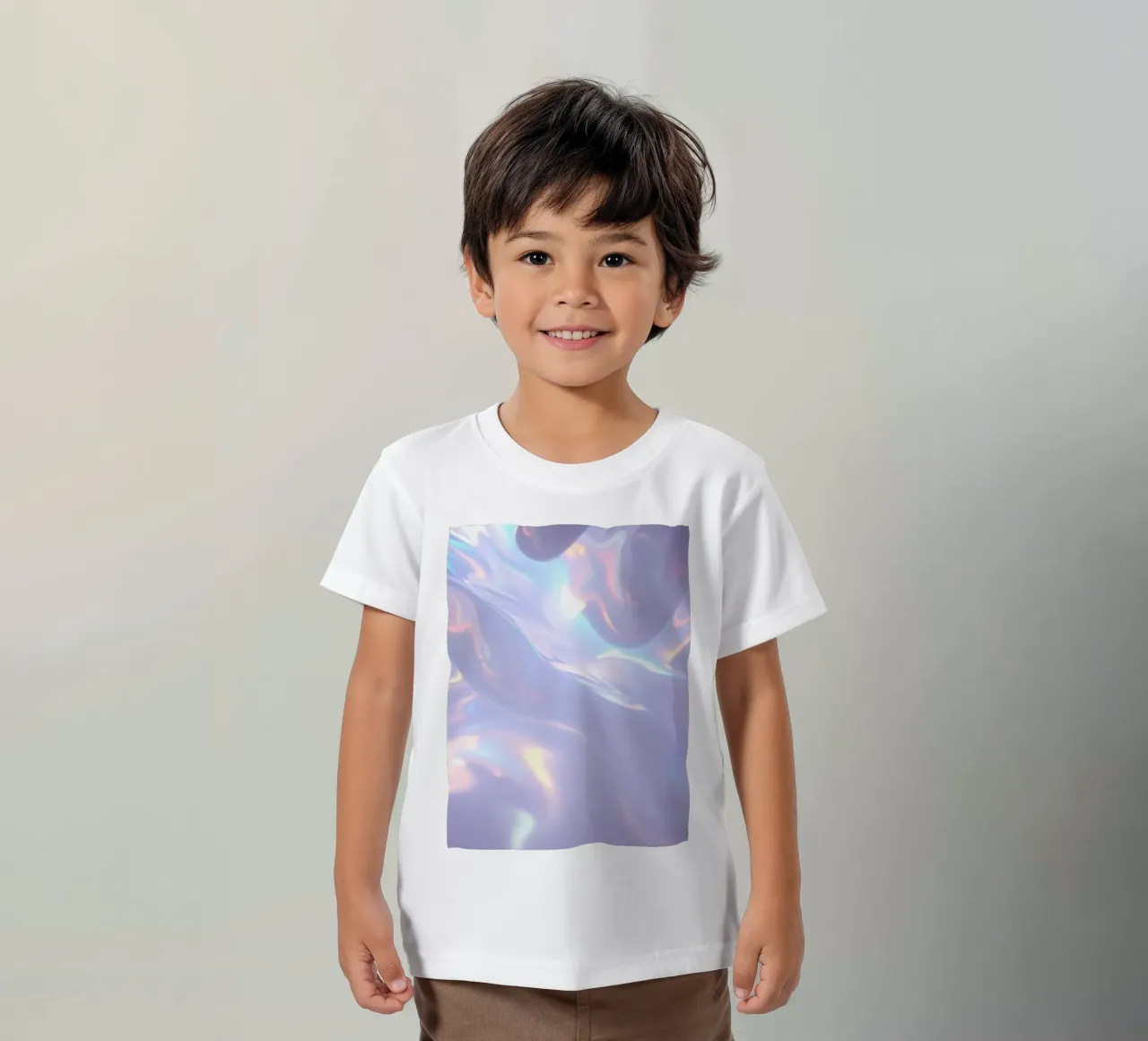 surface reflecting soft colors and patterns kids t-shirt by DesignDoodle