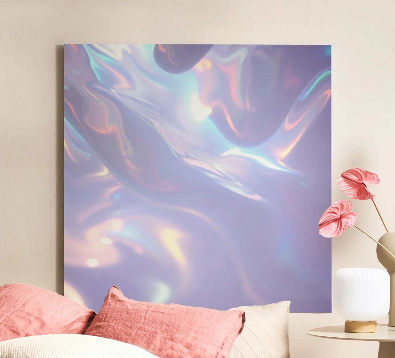 surface reflecting soft colors and patterns canvas by DesignDoodle