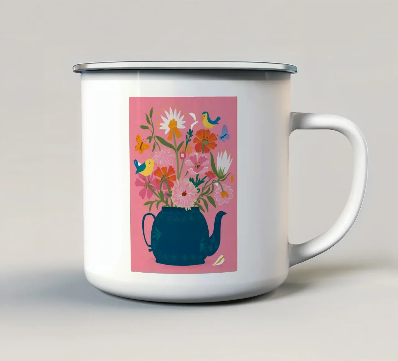 Teiera floreale Harmony tazza in smalto da Petal Canvas