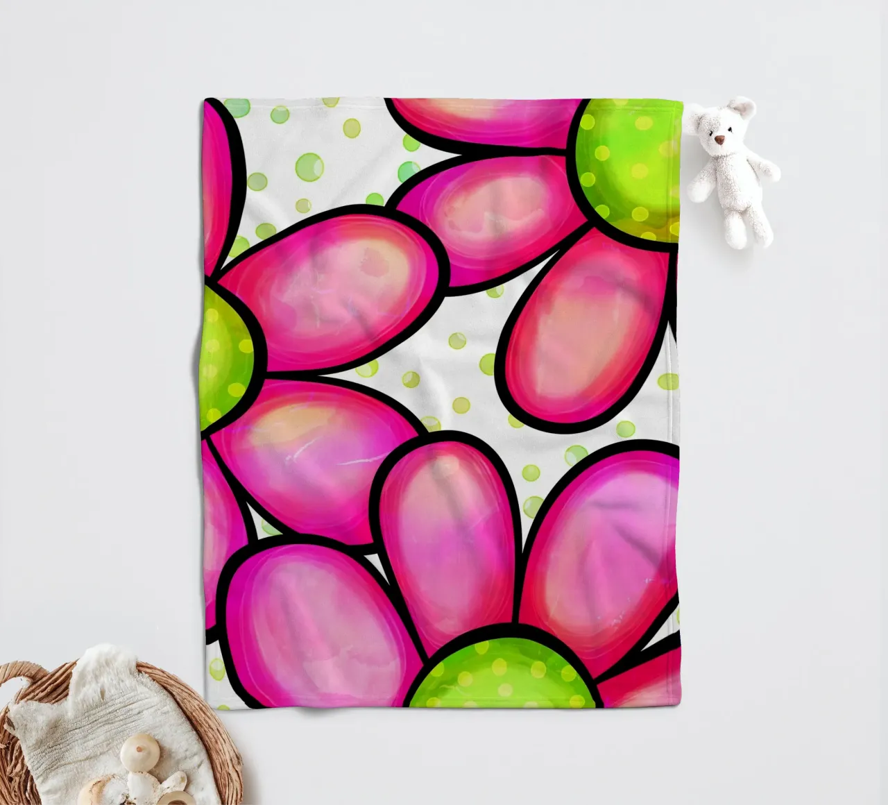 Inky Pop Madeliefjes fleecedeken van Botanical Pattern House