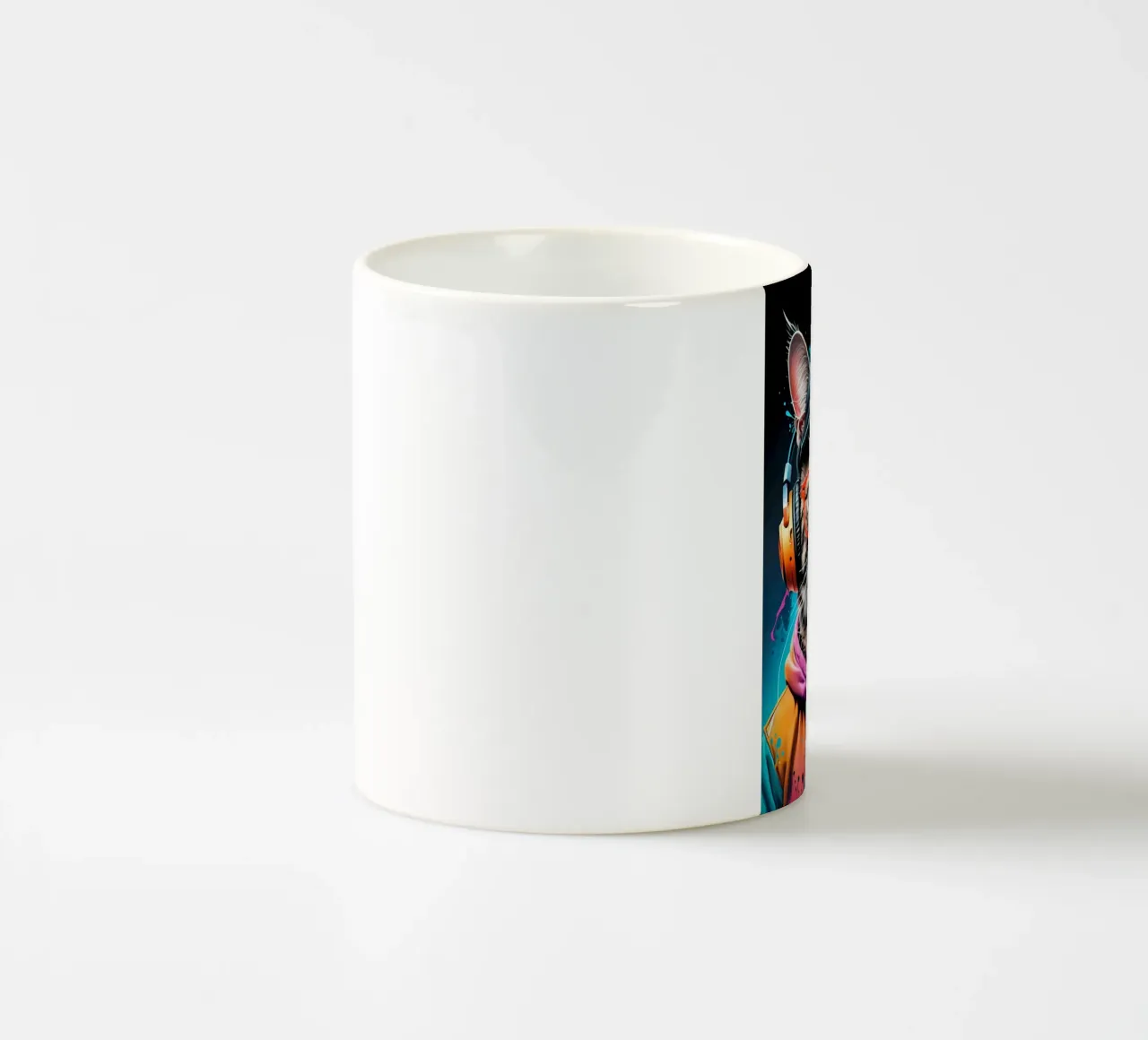 Gatto in cuffia al neon tazza in ceramica da MakArena