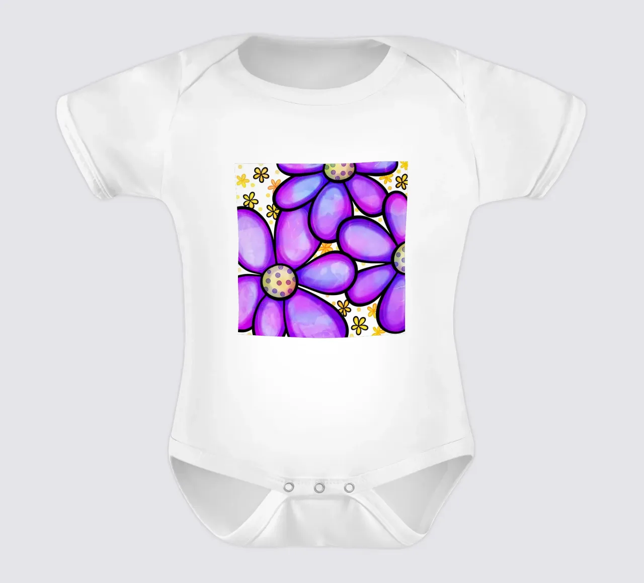 Margherite Inky Pop body neonato maniche corte da Botanical Pattern House