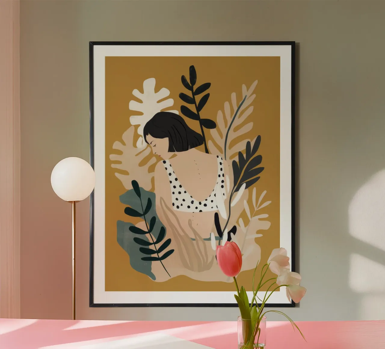 Serena contemplazione floreale poster con telaio in alluminio da Petal Canvas