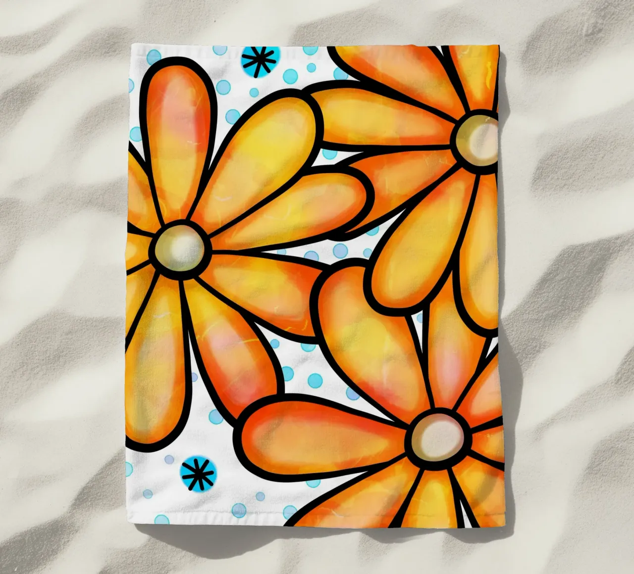 Margherite Inky Pop telo mare da Botanical Pattern House