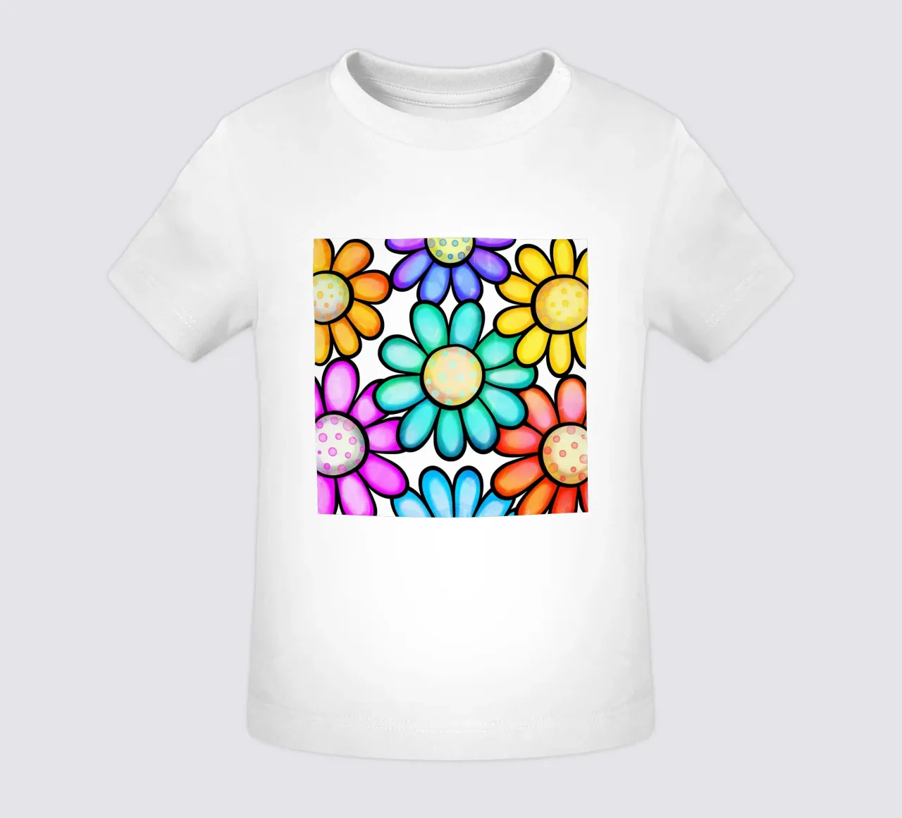 Inky Pop Daisies baby t-shirt by Botanical Pattern House