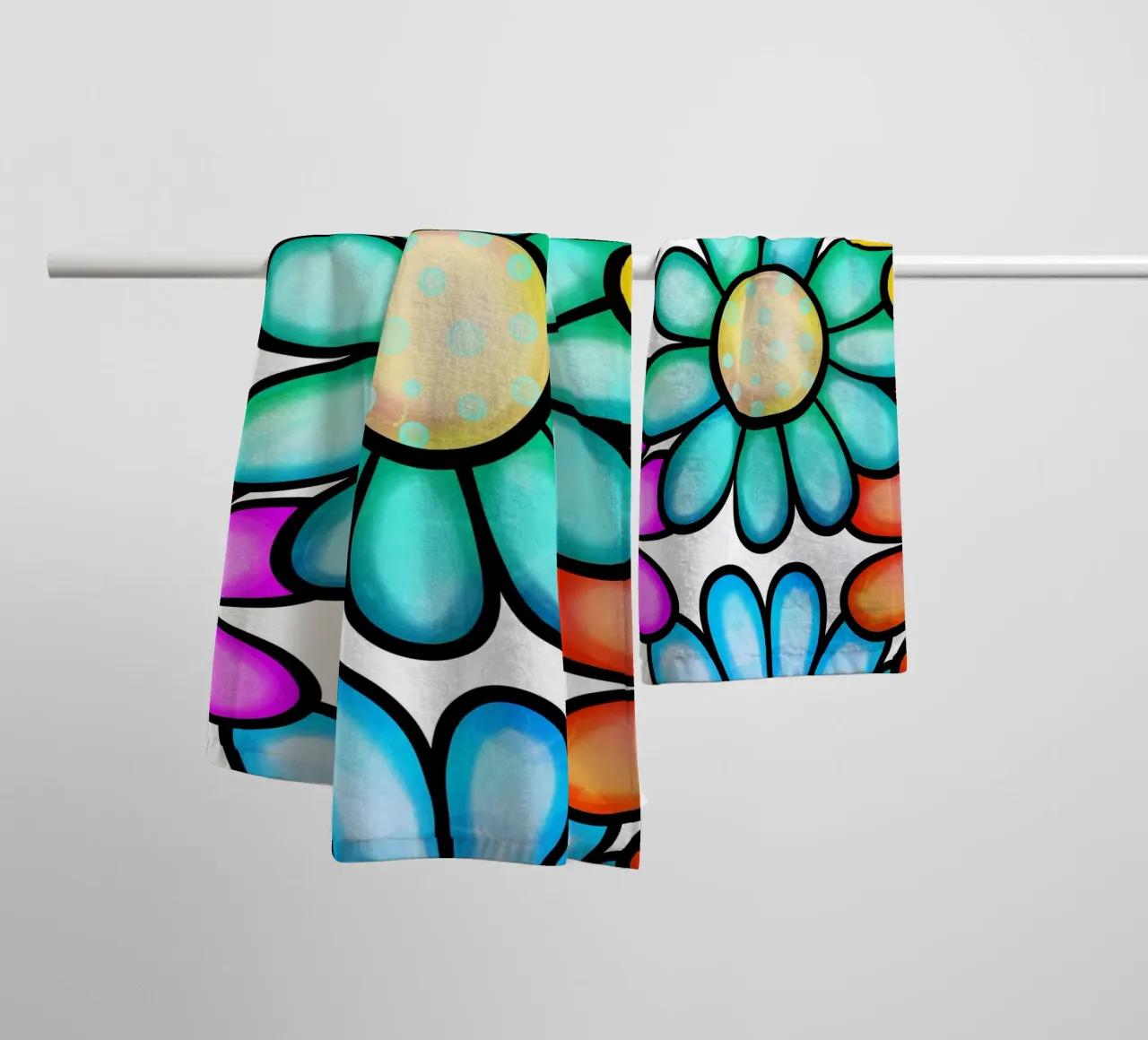 Inky Pop Daisies towel by Botanical Pattern House