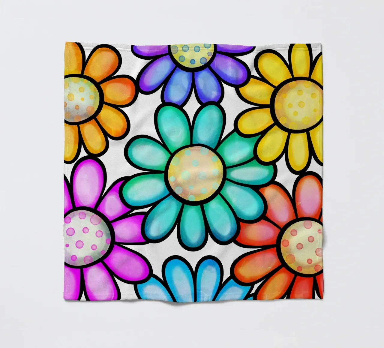 Inky Pop Daisies fleece blanket by Botanical Pattern House