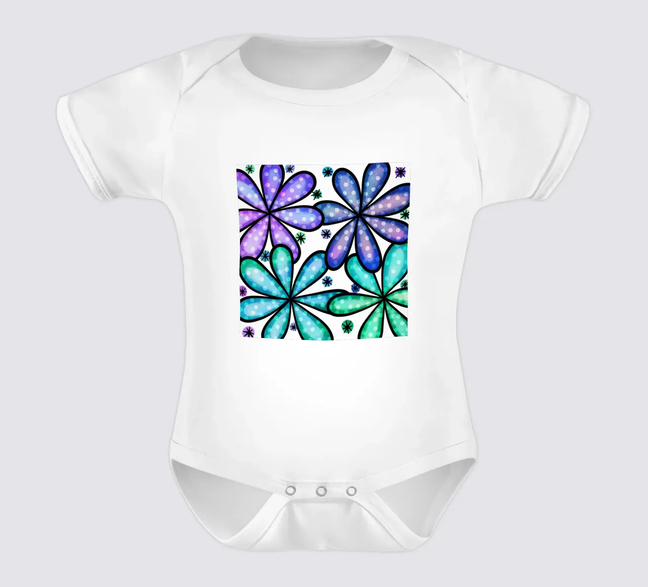 Margherite Inky Pop body neonato maniche corte da Botanical Pattern House
