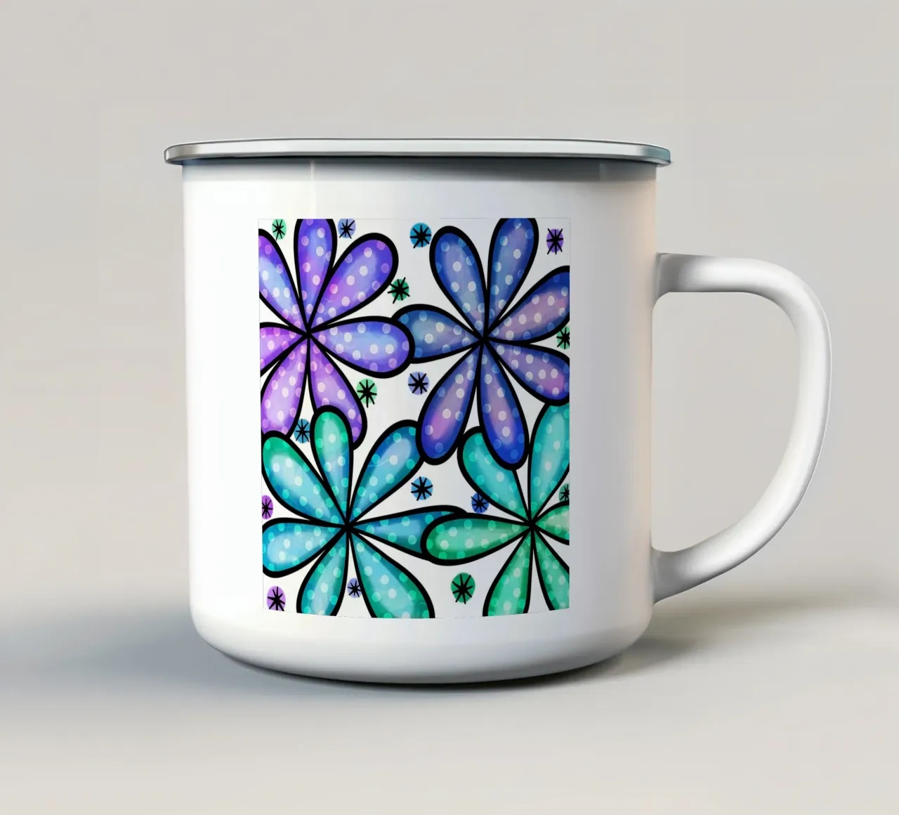 Margherite Inky Pop tazza in smalto da Botanical Pattern House