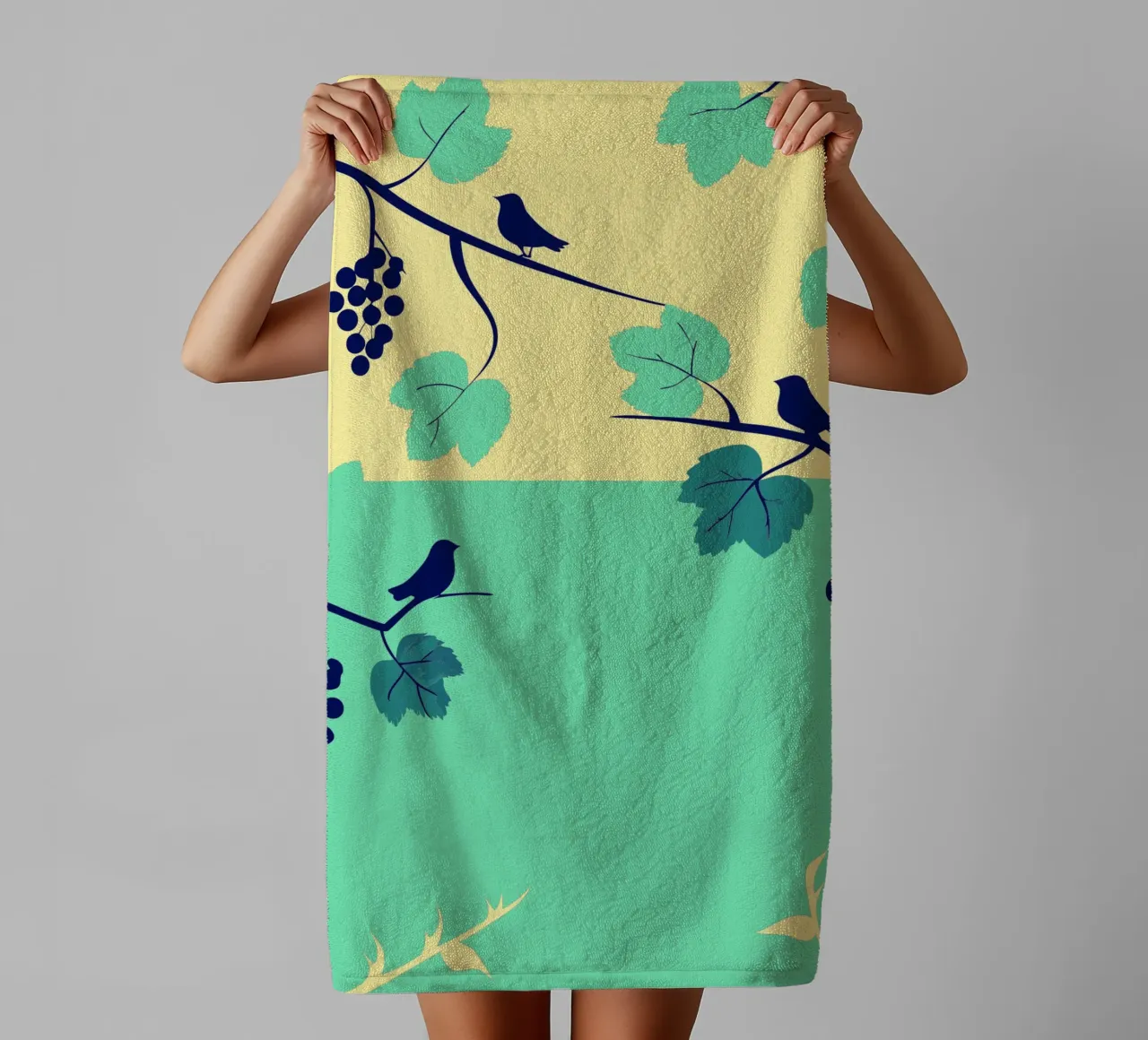 Albero dell'uva e uccello asciugamano da bagno da TODAY'S SHOP