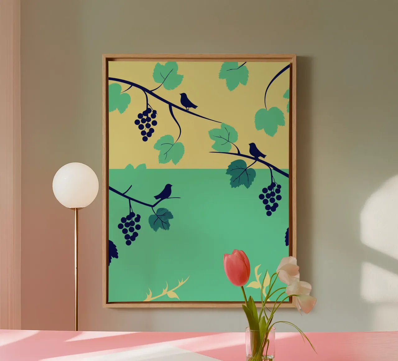 Grape Tree And Bird canvas by TODAY'S SHOP