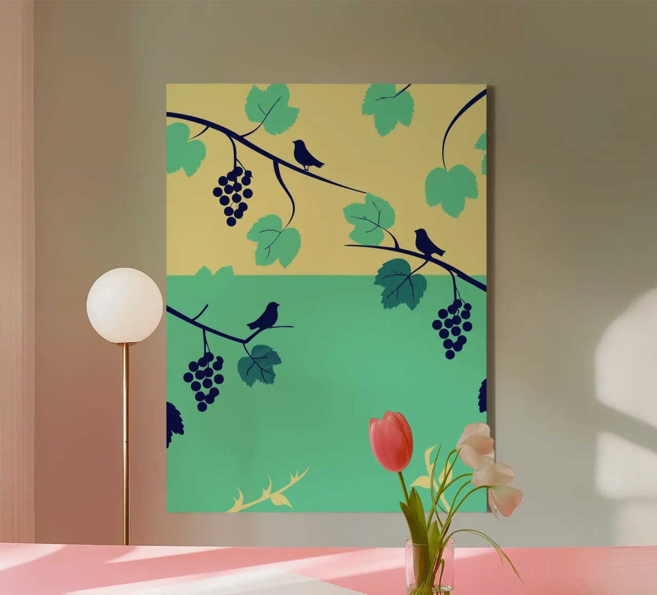 Grape Tree And Bird canvas by TODAY'S SHOP