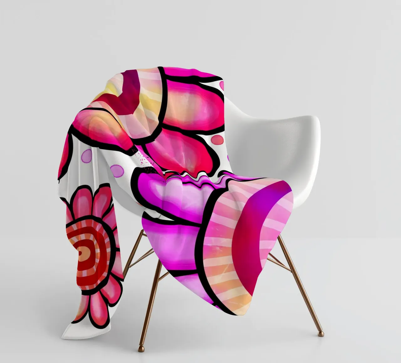 Margherite Inky Pop coperta in pile da Botanical Pattern House