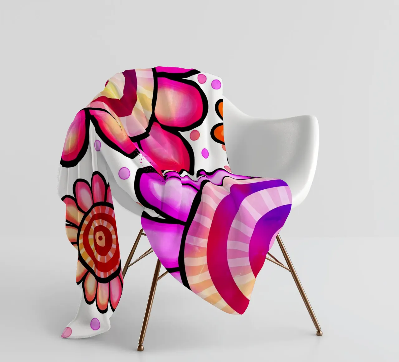Margherite Inky Pop coperta in pile da Botanical Pattern House