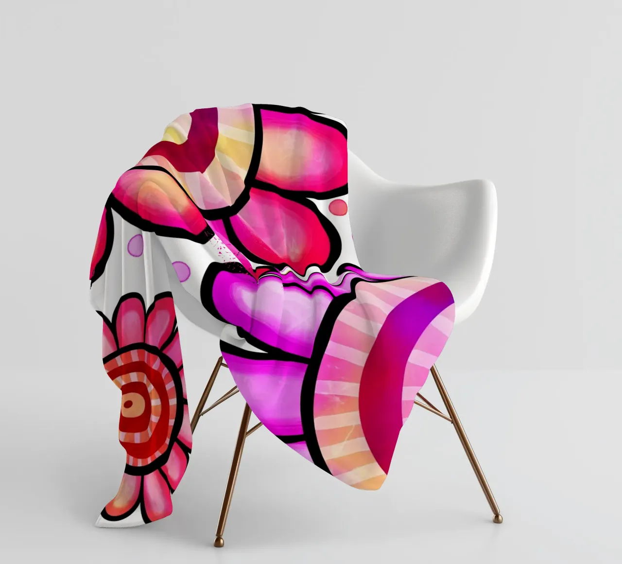 Margherite Inky Pop coperta in pile da Botanical Pattern House