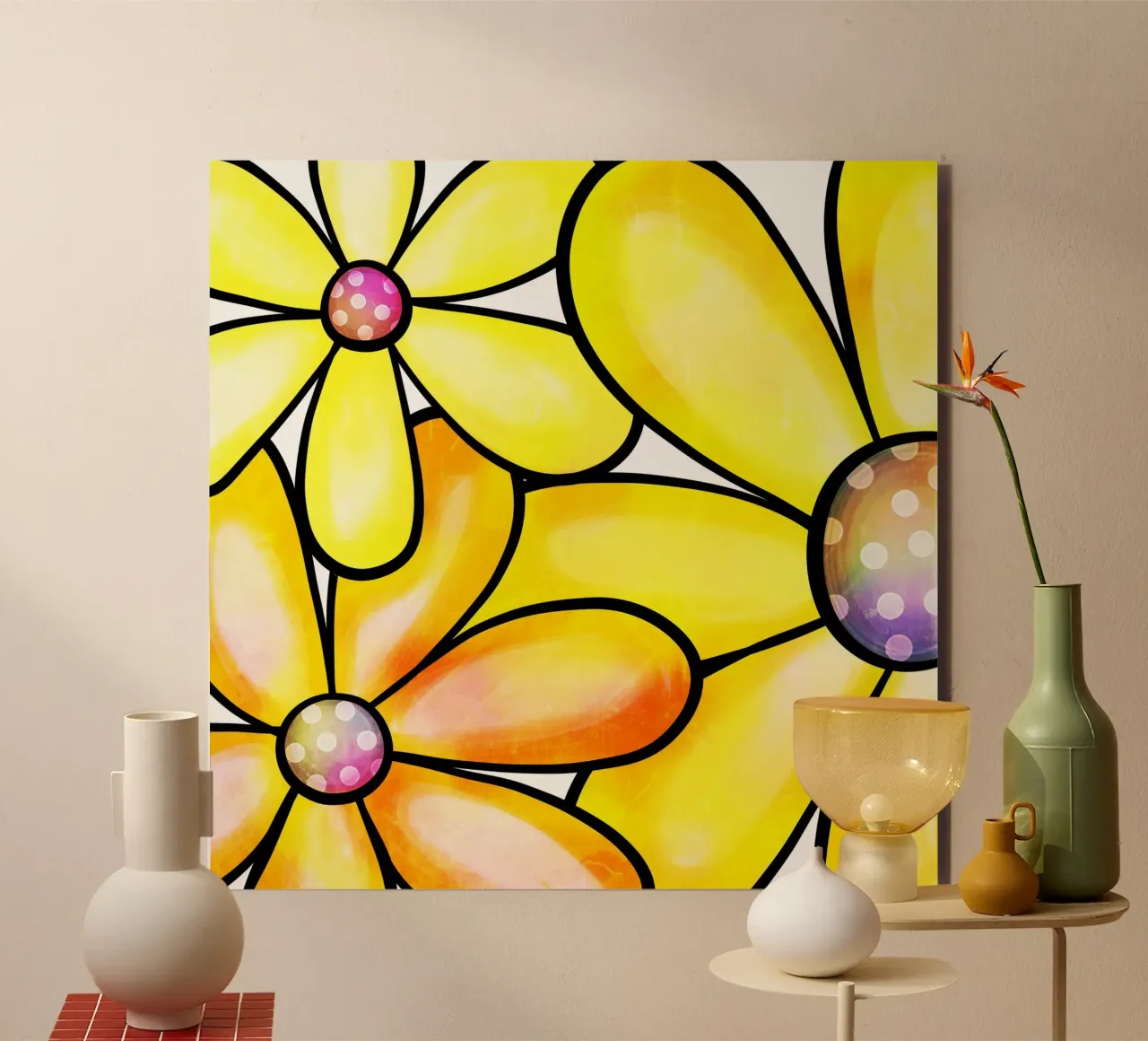 Margherite Inky Pop alluminio dibond da Botanical Pattern House