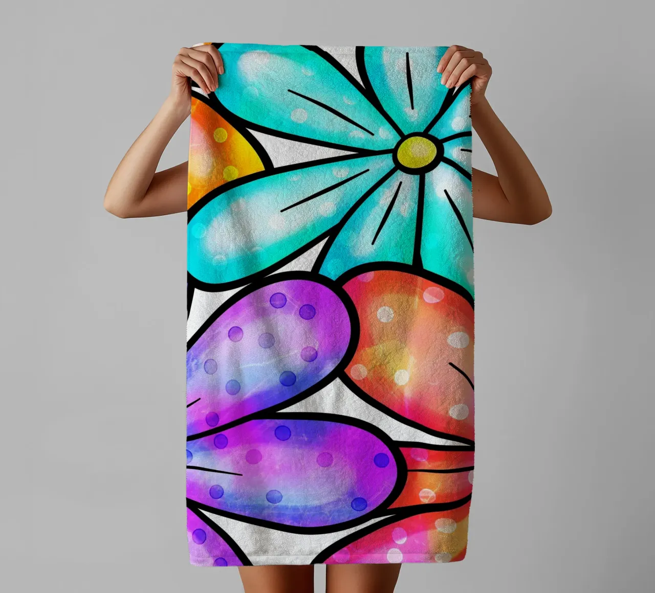 Inky Pop Daisies towel by Botanical Pattern House