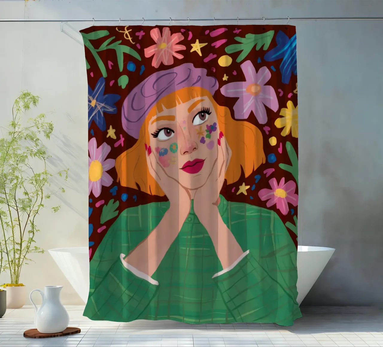 Floral Reverie shower curtain by Petal Canvas