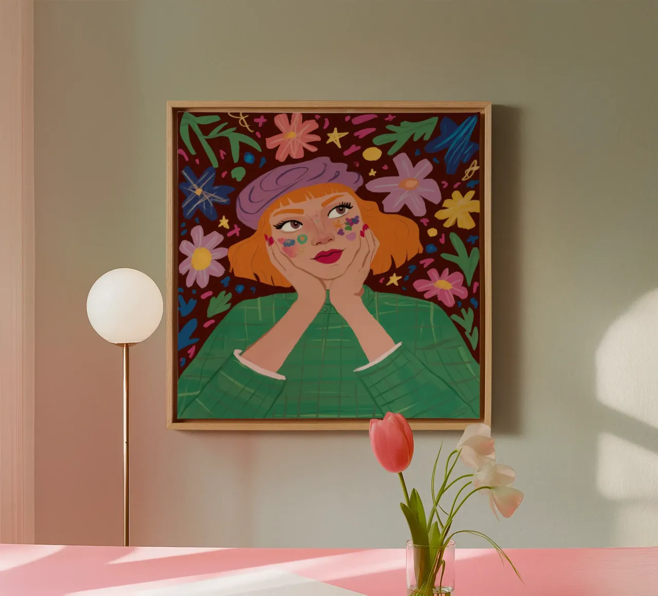Bloemrijke mijmering canvas met Baklijst van Petal Canvas