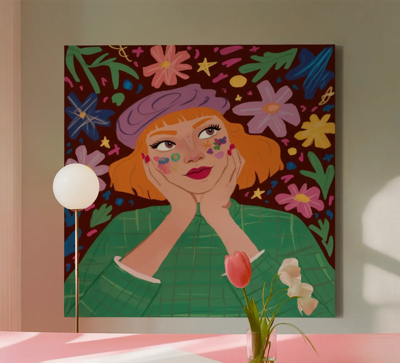 Bloemrijke mijmering canvas met Baklijst van Petal Canvas