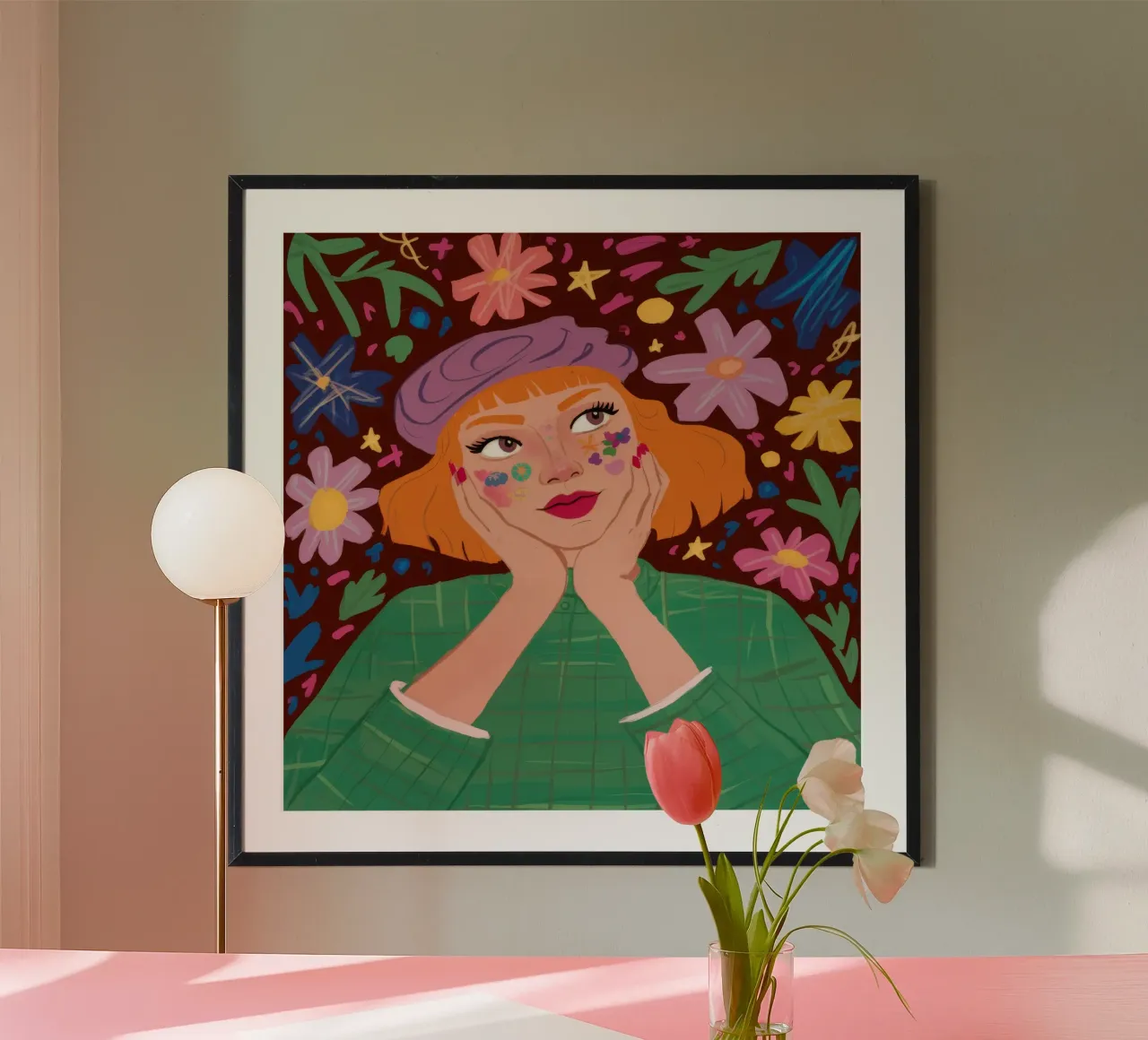 Riverbero floreale poster con telaio in legno da Petal Canvas