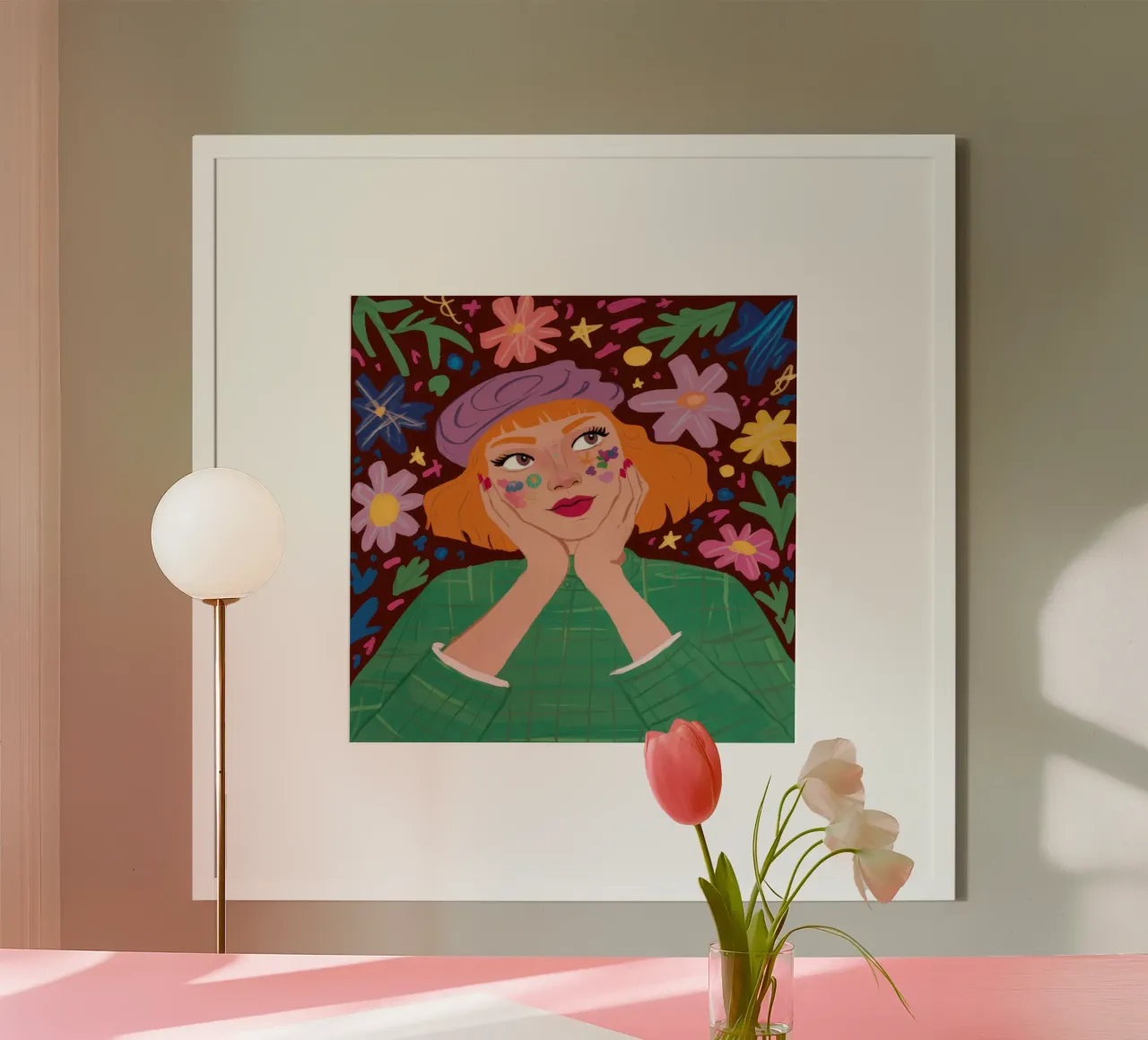 Riverbero floreale poster con telaio in legno da Petal Canvas