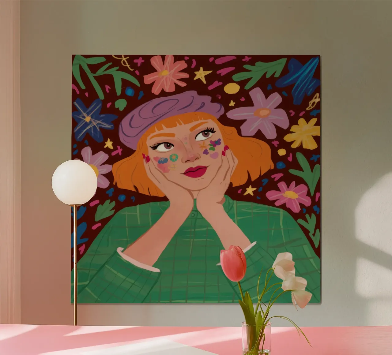 Riverbero floreale poster con telaio in legno da Petal Canvas