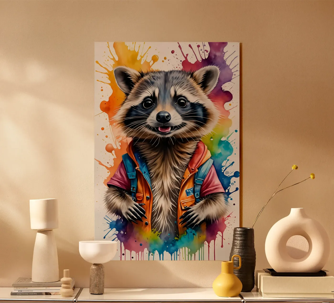 Raccoon watercolor plexiglass da MakArena