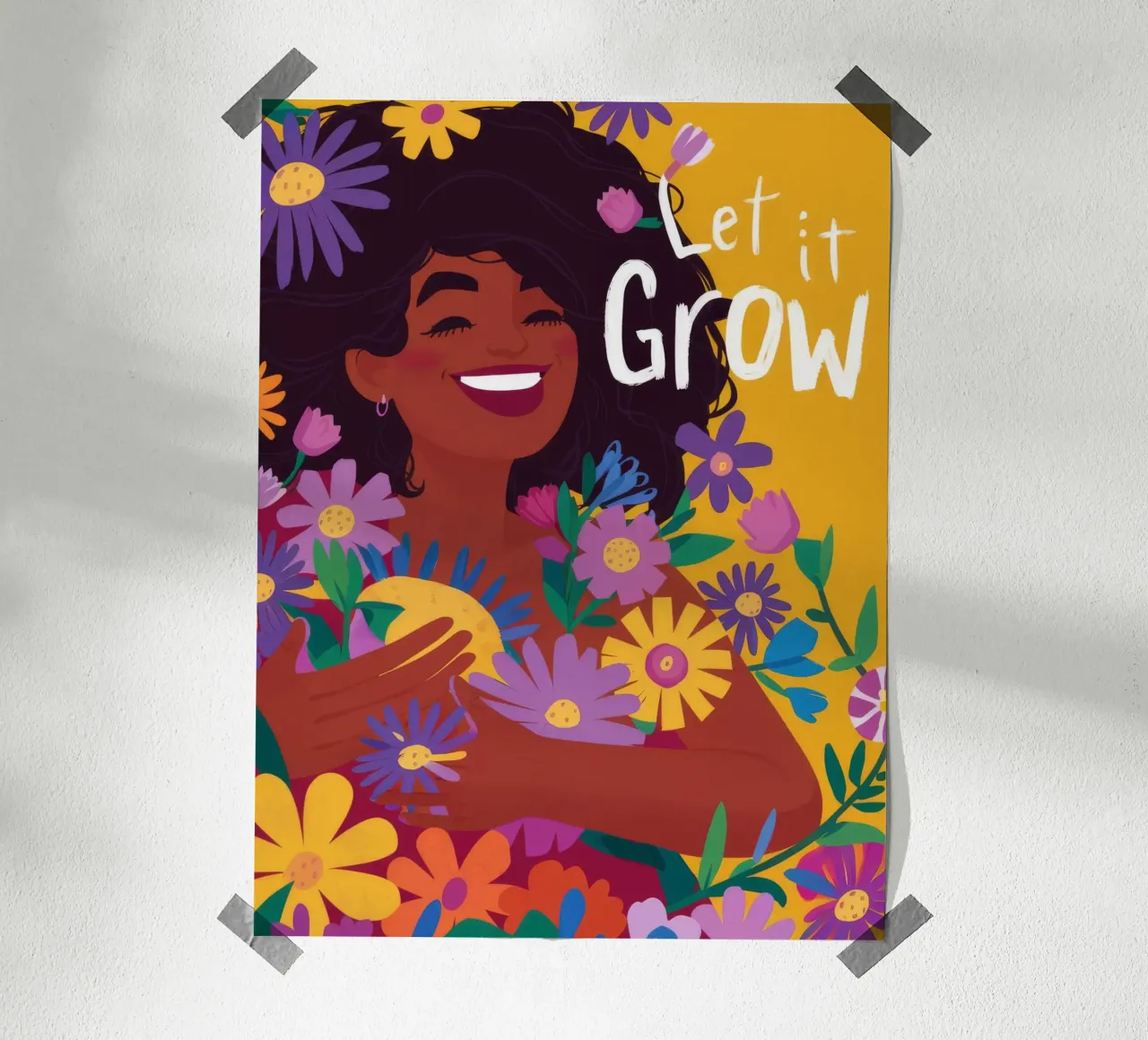 Crescita floreale gioiosa poster con telaio in alluminio da Petal Canvas