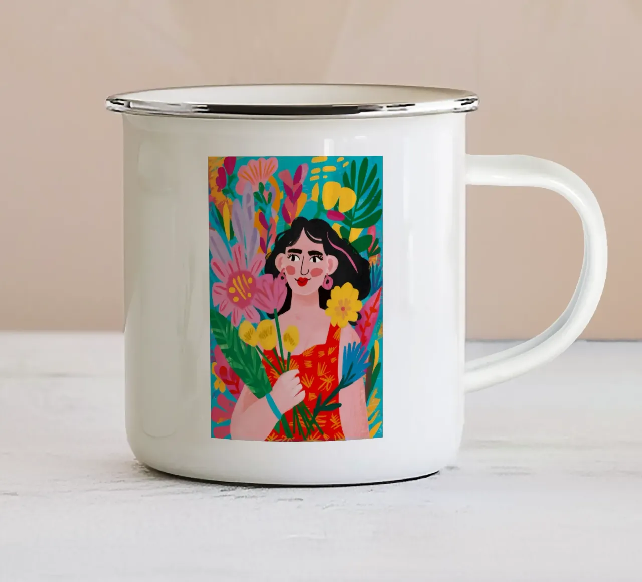 Abbraccio floreale tazza in smalto da Petal Canvas